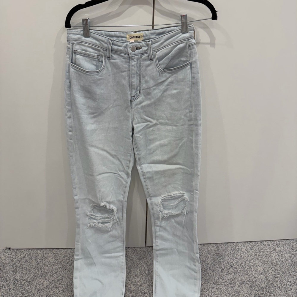 L'AGENCE Light Blue Distressed Skinny Jeans